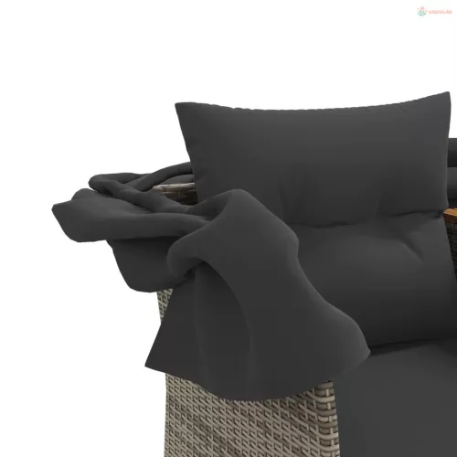 2 személyes szürke polyrattan kerti kanapé baldachinnal/székkel