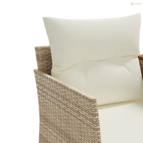 2 személyes bézs polyrattan kerti kanapé zsámollyal