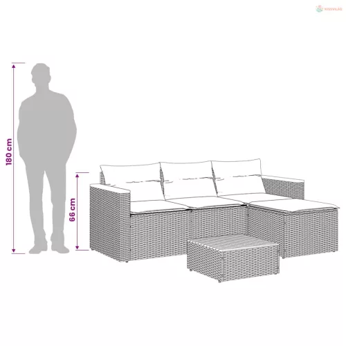 3 részes fekete polyrattan kerti ülőgarnitúra párnával