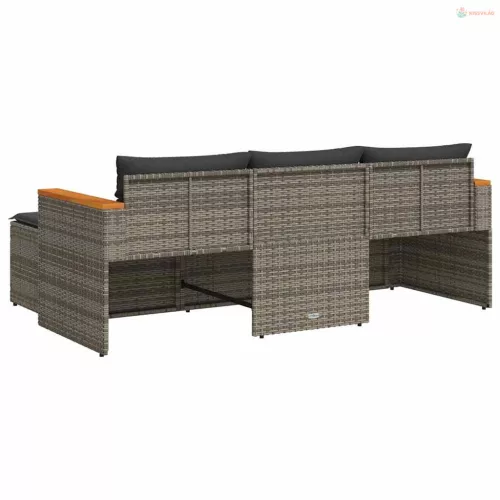 3 részes szürke polyrattan kerti ülőgarnitúra párnákkal