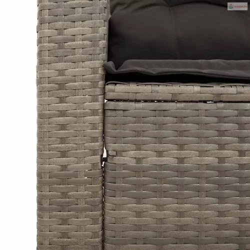 3 részes szürke polyrattan kerti ülőgarnitúra párnákkal