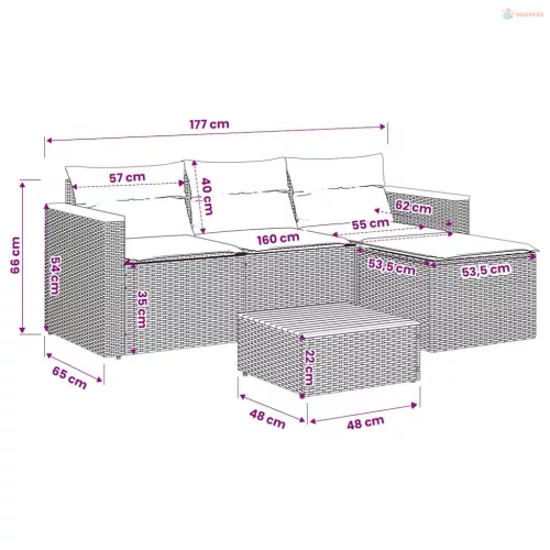 3 részes szürke polyrattan kerti ülőgarnitúra párnákkal