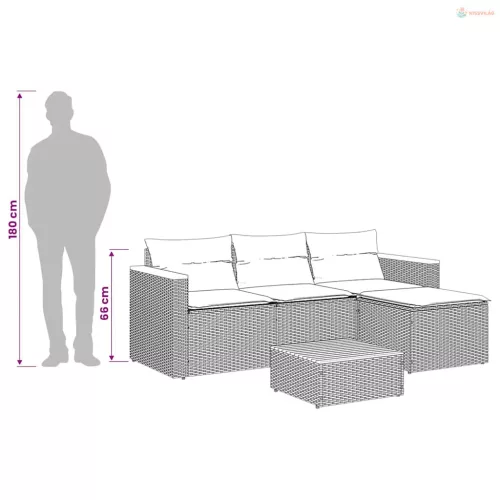 3 részes szürke polyrattan kerti ülőgarnitúra párnákkal