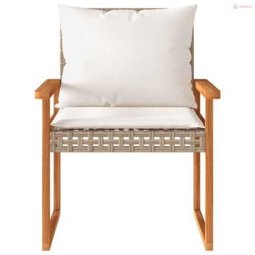 4 részes vegyes bézs polyrattan kerti ülőgarnitúra párnákkal