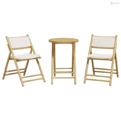 3 részes bambusz összecsukható bisztrószett párnákkal