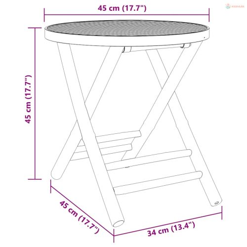Összecsukható bambusz kerti asztal Ø45x45 cm
