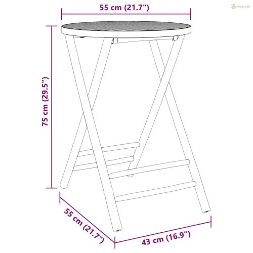 Összecsukható bambusz kerti asztal Ø55x75 cm