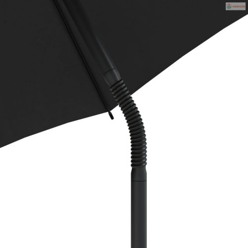 2 személyes fekete polyrattan kerti kanapé napernyővel/székkel