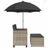 2 személyes polyrattan kerti kanapé napernyővel/székkel