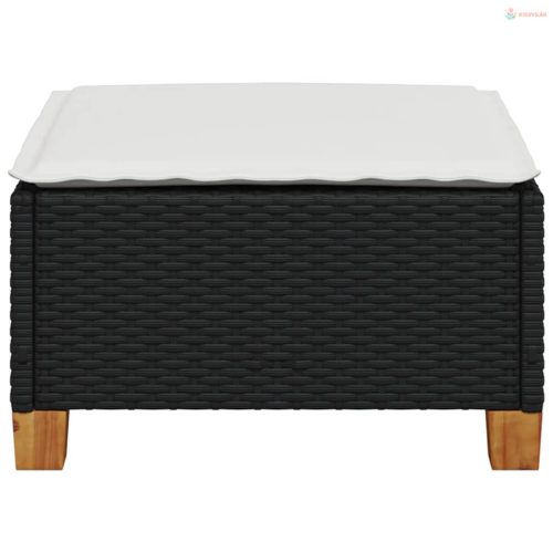 Fekete polyrattan kerti szék párnával 63,5 x 56 x 32 cm