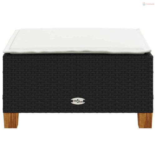 Fekete polyrattan kerti szék párnával 63,5 x 56 x 32 cm