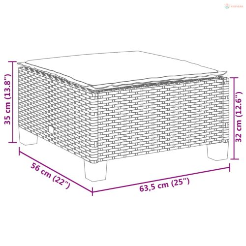 Fekete polyrattan kerti szék párnával 63,5 x 56 x 32 cm