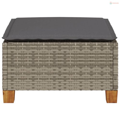Szürke polyrattan kerti ülőke párnával 63,5 x 56 x 32 cm
