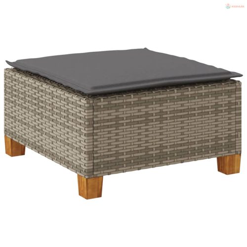 Szürke polyrattan kerti ülőke párnával 63,5 x 56 x 32 cm