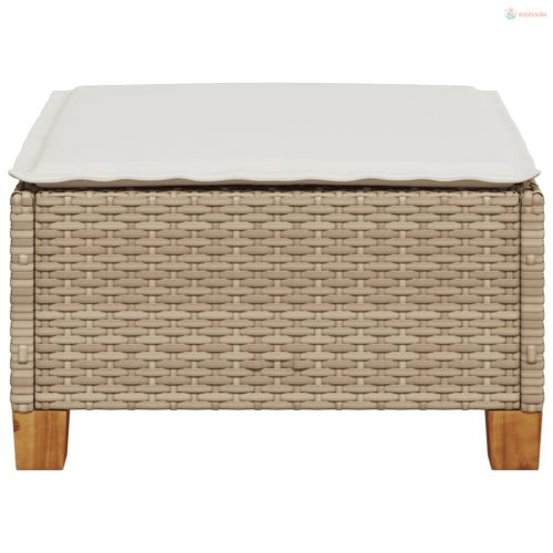 Szürke polyrattan kerti ülőke párnával 63,5 x 56 x 32 cm