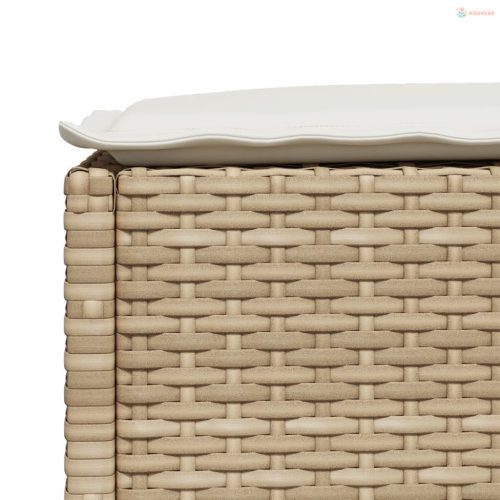 Szürke polyrattan kerti ülőke párnával 63,5 x 56 x 32 cm