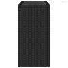 Fekete polyrattan üveglapos kerti kisasztal 58 x 27,5 x 55 cm