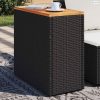 Fekete polyrattan kerti kisasztal falappal 58 x 27,5 x 55 cm
