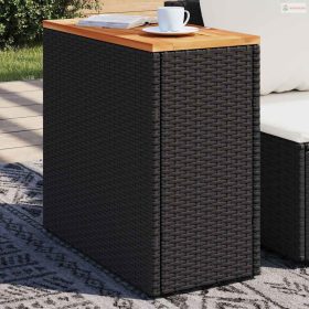 Fekete polyrattan kerti kisasztal falappal 58 x 27,5 x 55 cm