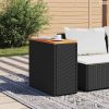 Fekete polyrattan kerti kisasztal falappal 58 x 27,5 x 55 cm