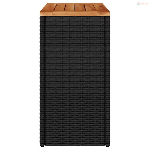 Fekete polyrattan kerti kisasztal falappal 58 x 27,5 x 55 cm