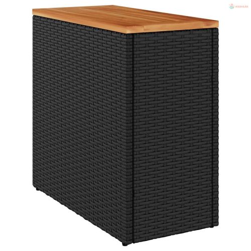 Fekete polyrattan kerti kisasztal falappal 58 x 27,5 x 55 cm