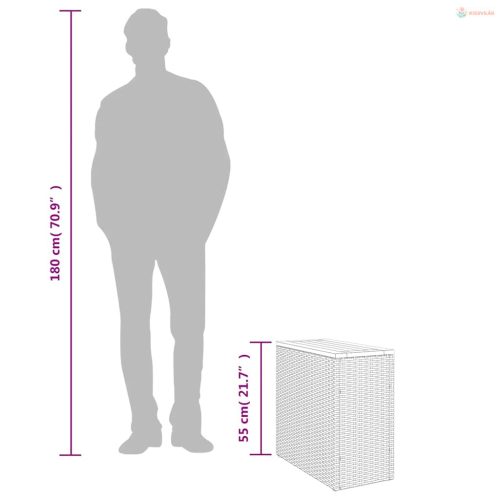 Fekete polyrattan kerti kisasztal falappal 58 x 27,5 x 55 cm