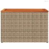 2 db bézs polyrattan és tömör fa kerti kisasztal 55x34x37 cm
