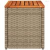 2 db bézs polyrattan és tömör fa kerti kisasztal 55x34x37 cm