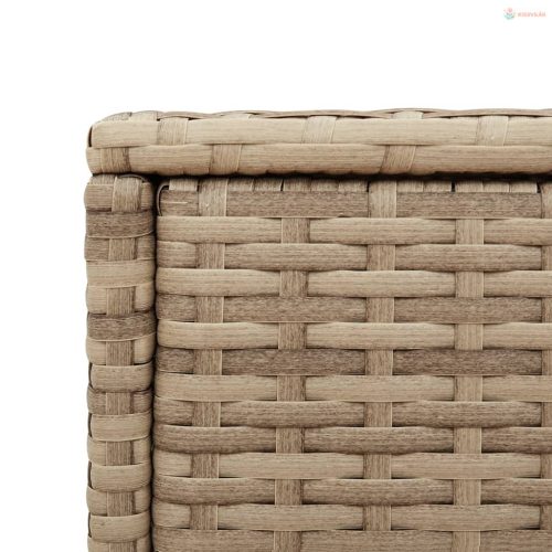 Bézs polyrattan kerti kisasztal üveg asztallappal 58x27,5x55 cm