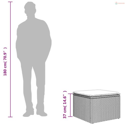 Bézs polyrattan kerti szék párnával 55 x 55 x 37 cm