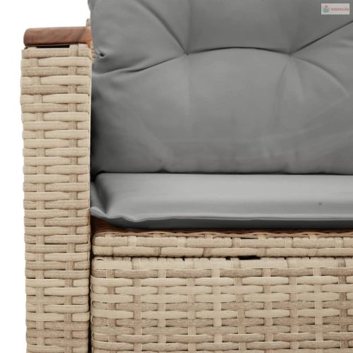 2 személyes bézs polyrattan kerti kanapé párnával