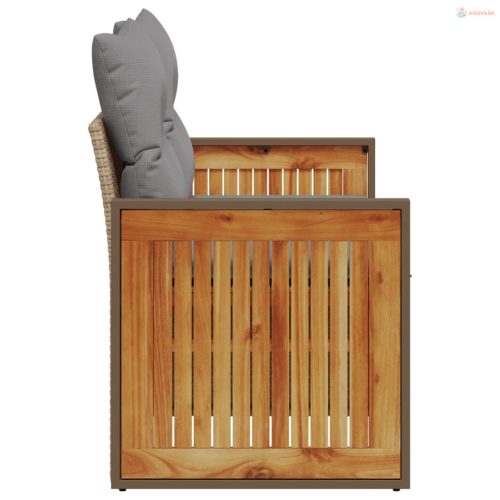 2 személyes bézs polyrattan kerti kanapé párnával