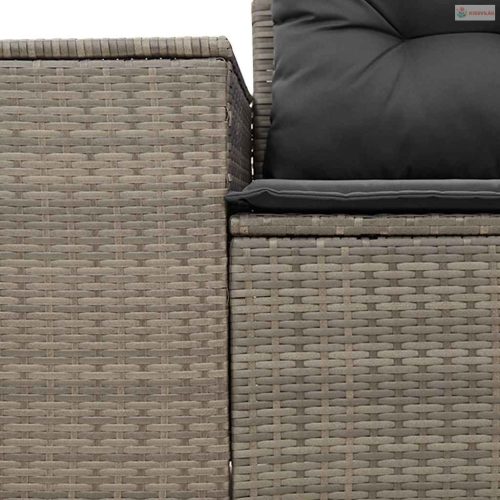 2 személyes szürke polyrattan kerti kanapé párnával