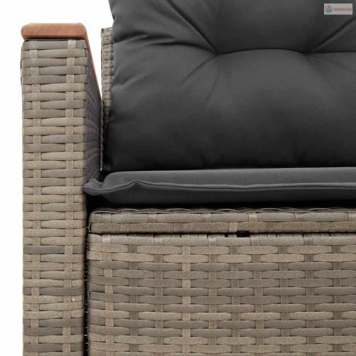 2 személyes szürke polyrattan kerti kanapé párnával
