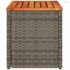 2 db szürke polyrattan és tömör fa kerti kisasztal 55x34x37 cm