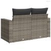 2 személyes szürke polyrattan kerti kanapé párnával