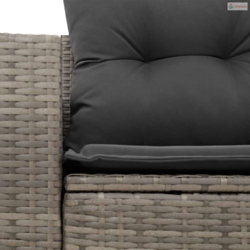 2 személyes szürke polyrattan kerti kanapé párnával