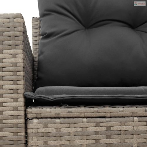2 személyes szürke polyrattan kerti kanapé párnával