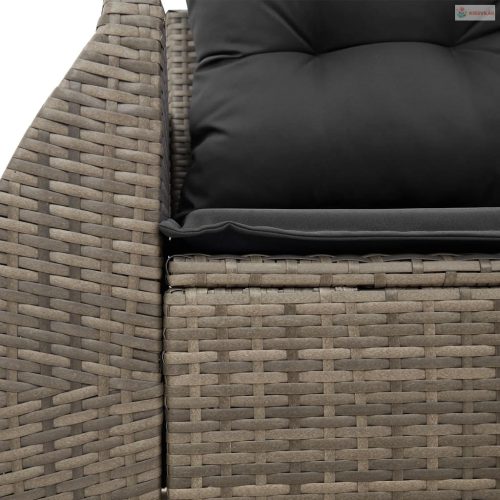 2 személyes szürke polyrattan kerti kanapé párnával