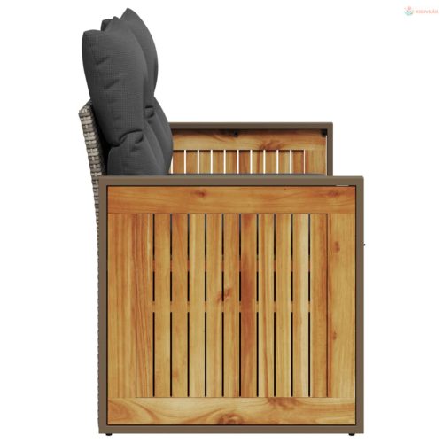 2 személyes szürke polyrattan kerti kanapé párnával