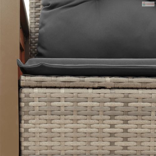 2 személyes szürke polyrattan kerti kanapé párnával