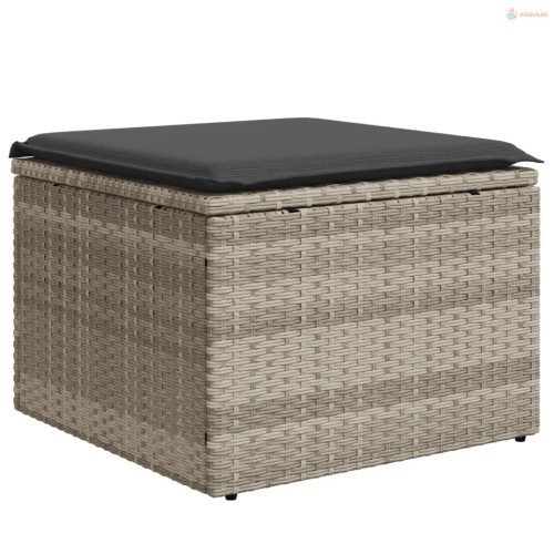 Világosszürke polyrattan kerti szék párnával 55 x 55 x 37 cm