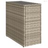 Világosszürke polyrattan kerti kisasztal üveg lappal58x27,5x55cm