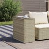 Világosszürke polyrattan kerti kisasztal üveg lappal58x27,5x55cm