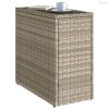 Világosszürke polyrattan kerti kisasztal üveg lappal58x27,5x55cm