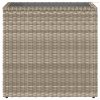 Világosszürke polyrattan kerti kisasztal üveg lappal58x27,5x55cm