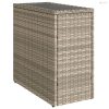 Világosszürke polyrattan kerti kisasztal üveg lappal58x27,5x55cm