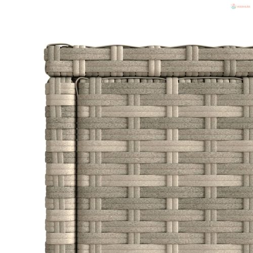 Világosszürke polyrattan kerti kisasztal üveg lappal58x27,5x55cm