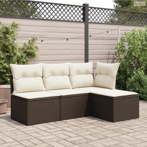 Barna polyrattan kerti szék párnával 55 x 55 x 37 cm